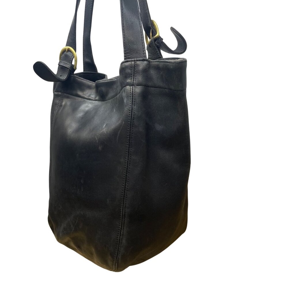 Coach Women’s Black Leather With Brass Hardware Double Handle Tote Bag - Picture 2 of 13